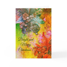 RED BLUE POINSETTIAS, XMAS STARTEN IN GOLD GLITZER