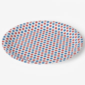 Red Blue Polka 4. Juli Plate Pappteller (Schrägansicht)