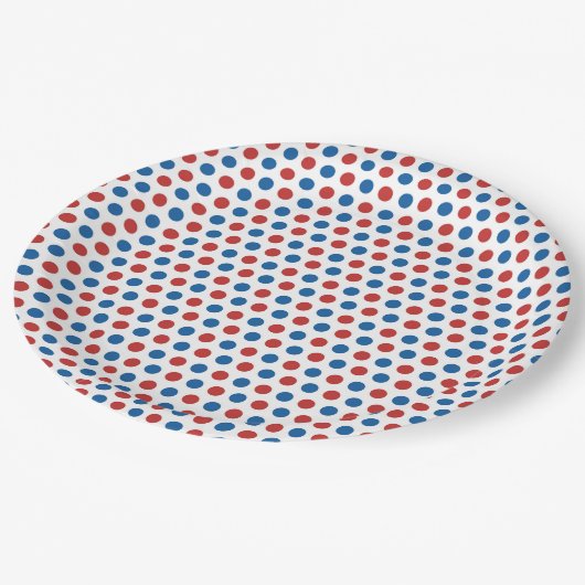 Red Blue Polka 4. Juli Plate Pappteller (Schrägansicht)