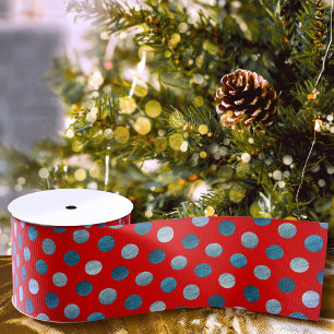 Red & Blue Polka Dots Moderne Niedliche Elegant Kl Ripsband