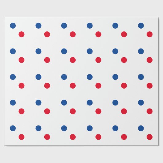 Red Blue Polka Dots White Custom farbenfroh hell Geschenkpapier (Flach)