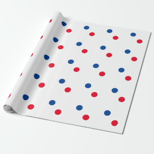 Red Blue Polka Dots White Custom farbenfroh hell Geschenkpapier