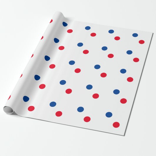 Red Blue Polka Dots White Custom farbenfroh hell Geschenkpapier (Ungerollt)