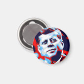 Red Blue Pop Art JFK John F. Kennedy Magnet (Vorderseite/Rückseite)