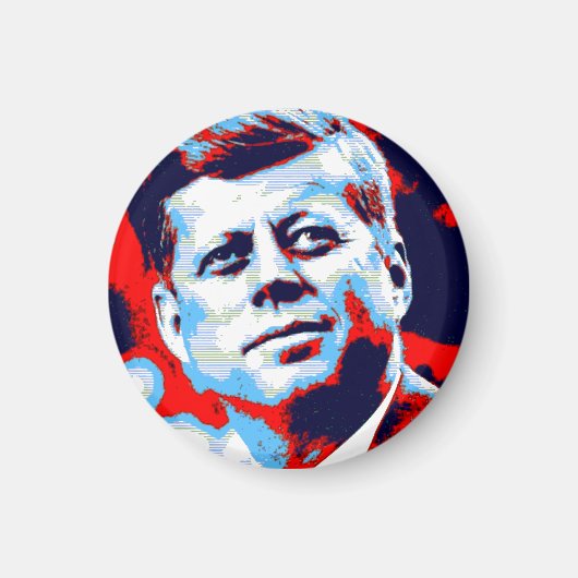 Red Blue Pop Art JFK John F. Kennedy Magnet (Vorne)