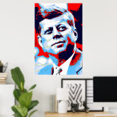 Red Blue Pop Art JFK John F. Kennedy Poster (Heimbüro)