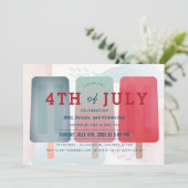 Red & Blue Popsicle 4. Juli Party Einladung (Stehend Vorderseite)