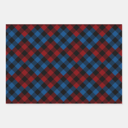 Red & Blue Quilt Buffalo Karierter Urlaub Geschenkpapier Set (Vorderseite 3)