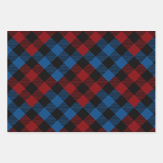 Red & Blue Quilt Buffalo Karierter Urlaub Geschenkpapier Set (Vorderseite)