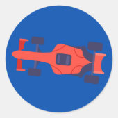 Red Blue Racing Car Racetrack Baby Boy Dedication Runder Aufkleber (Vorderseite)