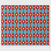 Red Blue Raute oder Diamond Motif Wrapping Pape Geschenkpapier (Flach)