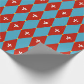 Red Blue Raute oder Diamond Motif Wrapping Pape Geschenkpapier (Ecke)