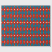 Red Blue Raute oder Diamond Motif Wrapping Paper Geschenkpapier (Flach)