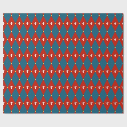 Red Blue Raute oder Diamond Motif Wrapping Paper Geschenkpapier (Flach)