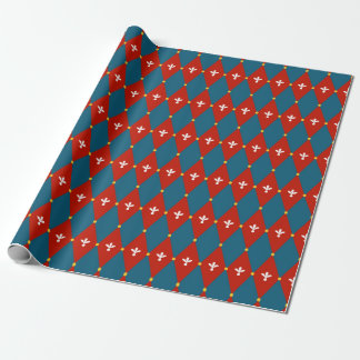 Red Blue Raute oder Diamond Motif Wrapping Paper Geschenkpapier