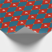 Red Blue Raute oder Diamond Motif Wrapping Paper Geschenkpapier (Ecke)