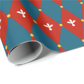 Red Blue Raute oder Diamond Motif Wrapping Paper Geschenkpapier (Rolleneckpunkt)
