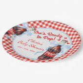 Red & Blue Ready to Pop Baby Shower  Pappteller (Schrägansicht)