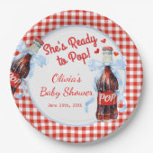 Red & Blue Ready to Pop Baby Shower  Pappteller (Vorderseite)
