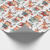 Red Blue Reindeer Weihnachten Geschenkpapier (Ecke)