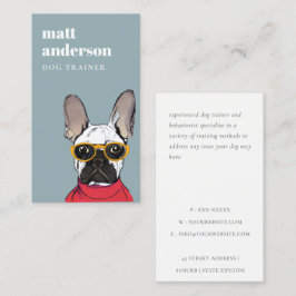Red Blue Retro Blue Bulldog Dog Trainer Visitenkarte