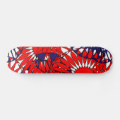Red Blue Retro Muster Skateboard (Horizontal)