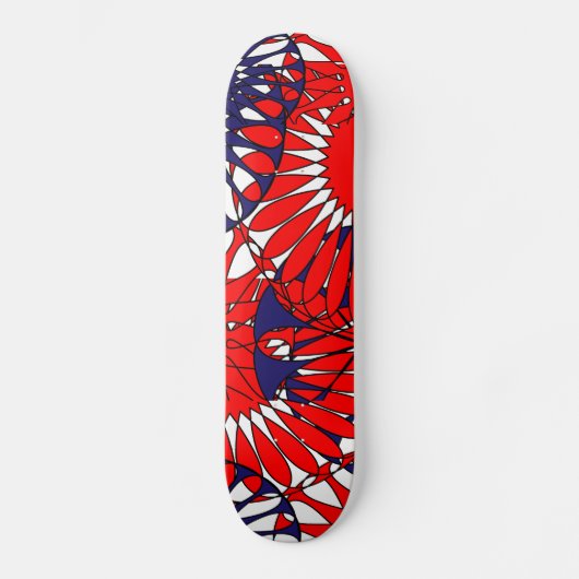 Red Blue Retro Muster Skateboard (Vorderseite)