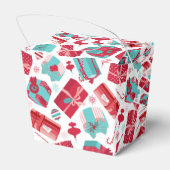 Red & Blue Retro Weihnachtspakete Geschenkschachtel (Rückseite)