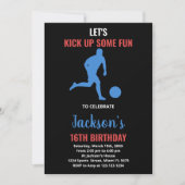 Red Blue Running Soccer Geburtstagseinladungen Einladung (Vorderseite)