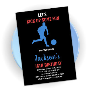 Red Blue Running Soccer Geburtstagseinladungen Einladung