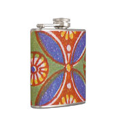 Red Blue Rustic farbenfroher Kreis Ägypten Kunstmu Flachmann (Rechts)