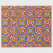 Red Blue Rustic farbenfroher Kreis Ägypten Kunstmu Geschenkpapier (Flach)