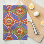 Red Blue Rustic farbenfroher Kreis Ägypten Kunstmu Geschirrtuch (Viertel Falte)