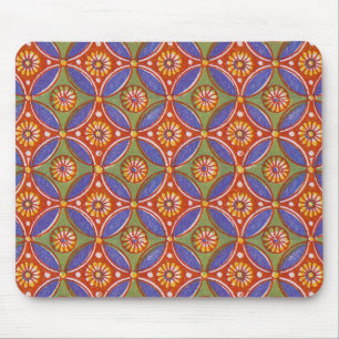 Red Blue Rustic farbenfroher Kreis Ägypten Kunstmu Mousepad