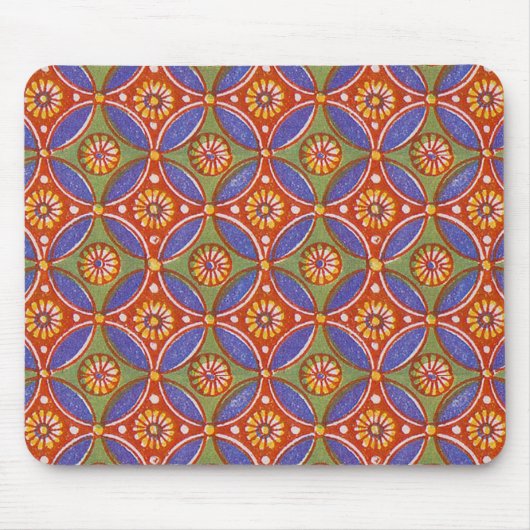 Red Blue Rustic farbenfroher Kreis Ägypten Kunstmu Mousepad (Vorne)