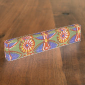 Red Blue Rustic farbenfroher Kreis Ägypten Kunstmu Namensplakette (Seite)