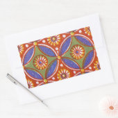 Red Blue Rustic farbenfroher Kreis Ägypten Kunstmu Rechteckiger Aufkleber (Umschlag)