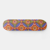 Red Blue Rustic farbenfroher Kreis Ägypten Kunstmu Skateboard (Horizontal)
