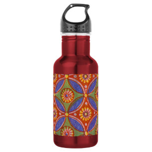 Red Blue Rustic farbenfroher Kreis Ägypten Kunstmu Trinkflasche