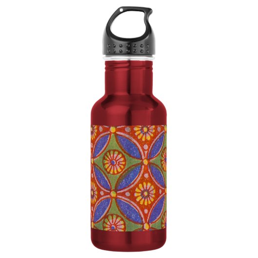 Red Blue Rustic farbenfroher Kreis Ägypten Kunstmu Trinkflasche (Vorderseite)