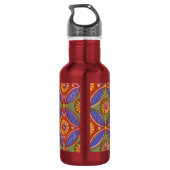 Red Blue Rustic farbenfroher Kreis Ägypten Kunstmu Trinkflasche (Rückseite)