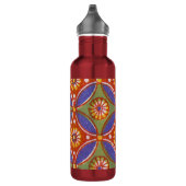 Red Blue Rustic farbenfroher Kreis Ägypten Kunstmu Trinkflasche (Rechts)