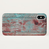 Red Blue Rustic Wood Initial Name Case-Mate iPhone Hülle (Rückseite (Horizontal))
