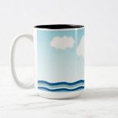 Red & Blue Sailboat auf Water Waves, Personalisier Zweifarbige Tasse (Links)
