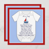 Red Blue Sailboat Baby Boy Dusche Einladung (Vorne/Hinten)