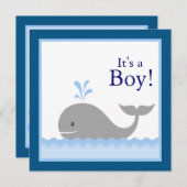 Red Blue Sailboat Whale Baby Boy Dusche Einladung (Vorne/Hinten)