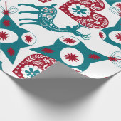 Red Blue Scandinavian Nordic Christmas Stadium Geschenkpapier (Ecke)