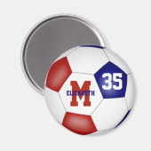 red blue school colors kids soccer team gifts magnet (Vorderseite/Rückseite)