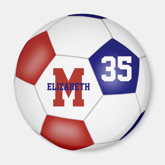 red blue school colors kids soccer team gifts magnet (Vorne)