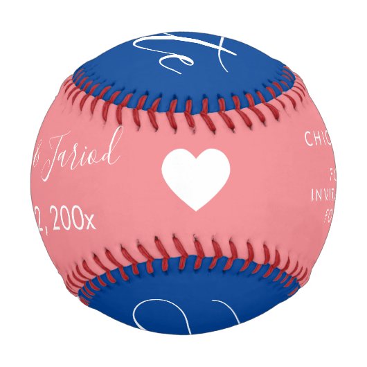 Red Blue Script Heart Speichern Sie die Daten Base Baseball (Rückseite)